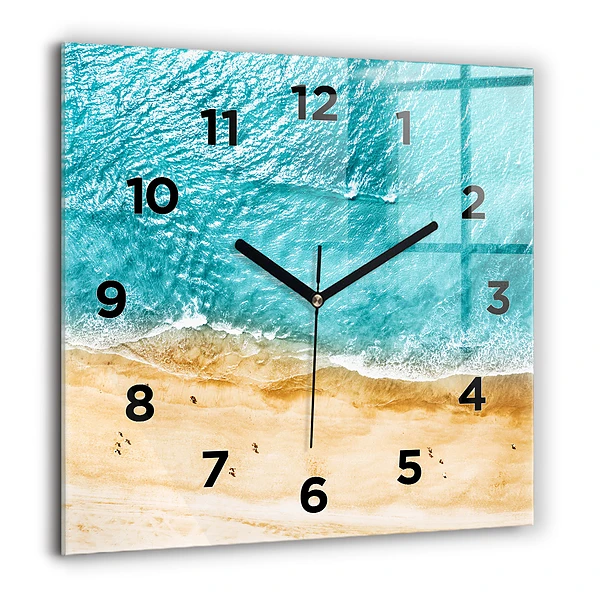 Wanduhr modern quadratisch Menschen am Meeresstrand