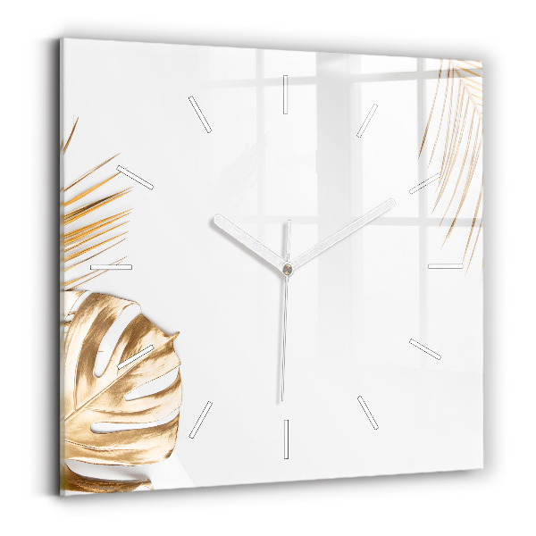 Wanduhr modern quadratisch Tropische Blätter