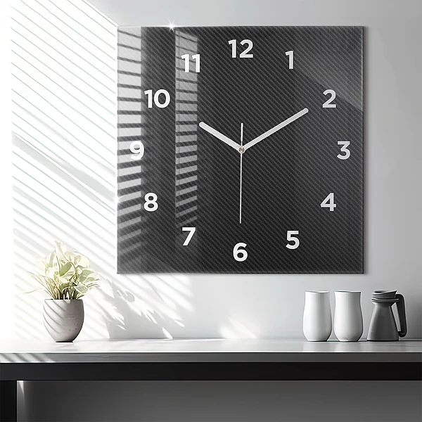 Wanduhr modern quadratisch Dunkles Abstraktes