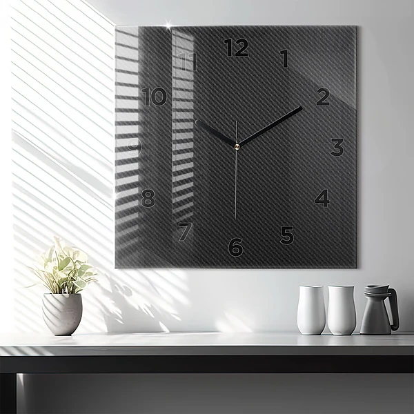 Wanduhr modern quadratisch Dunkles Abstraktes