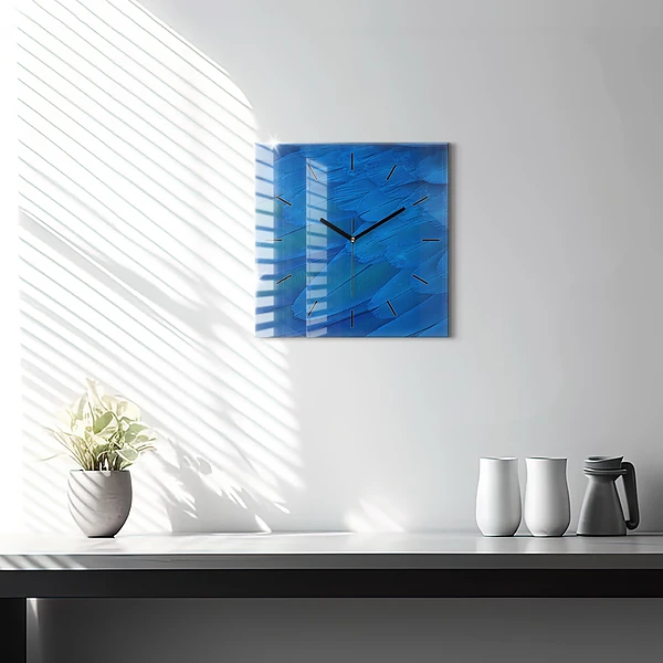 Wanduhr quadratisch Vogelfeder