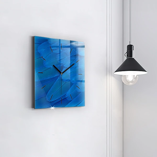 Wanduhr quadratisch Vogelfeder