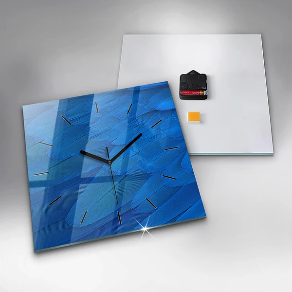 Wanduhr quadratisch Vogelfeder
