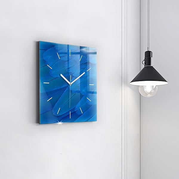 Wanduhr quadratisch Vogelfeder