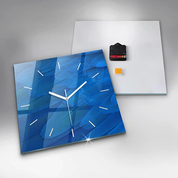 Wanduhr quadratisch Vogelfeder