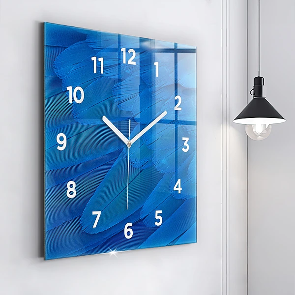 Wanduhr quadratisch Vogelfeder