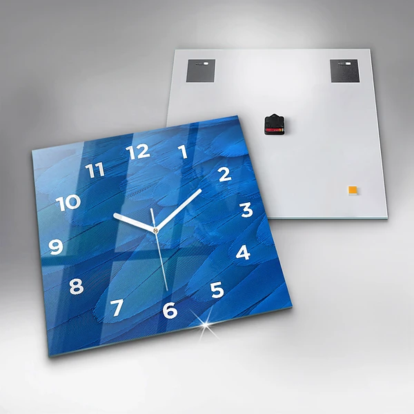 Wanduhr quadratisch Vogelfeder
