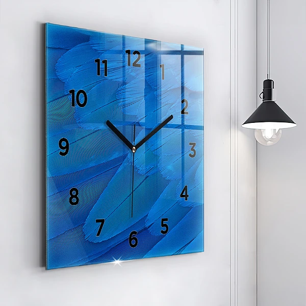 Wanduhr quadratisch Vogelfeder