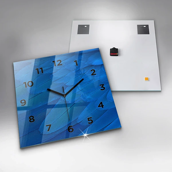 Wanduhr quadratisch Vogelfeder