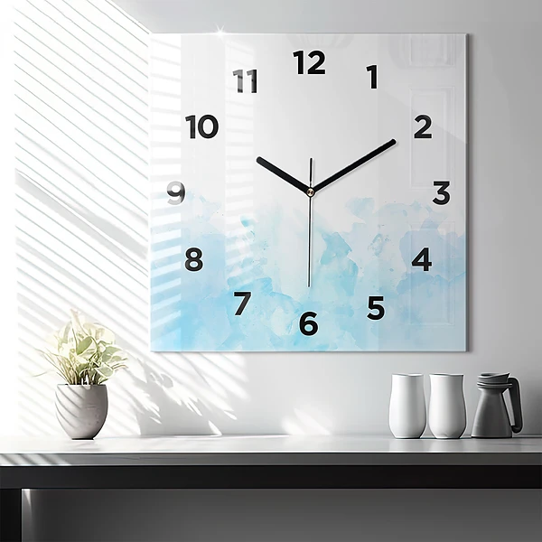 Wanduhr modern quadratisch Gemalte Flecken