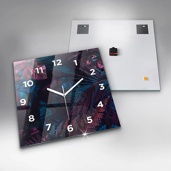 Wanduhr modern quadratisch Exotische Blumen