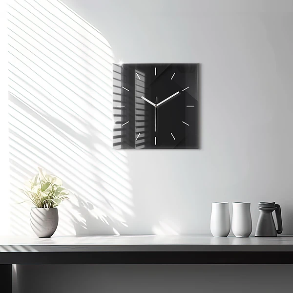Wanduhr modern quadratisch Dunkles Wandmuster