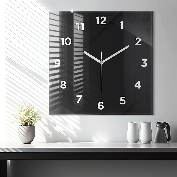 Wanduhr modern quadratisch Dunkles Wandmuster