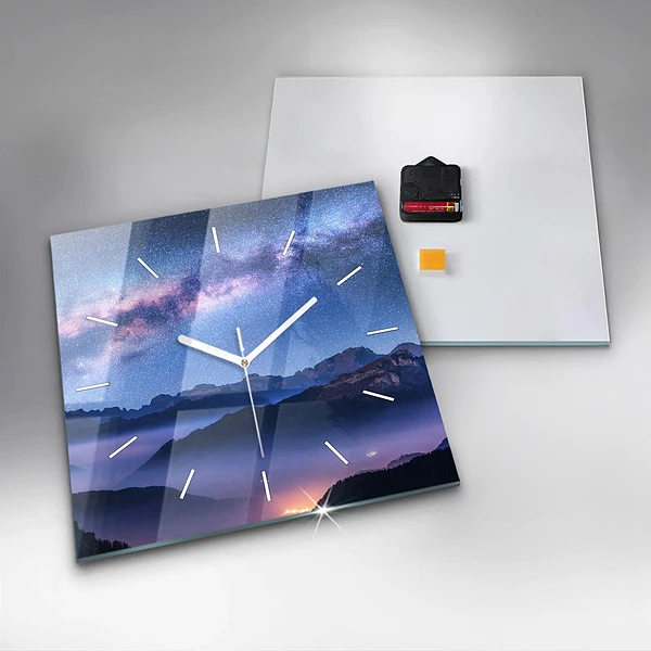 Wanduhr quadratisch mit motiv Milchstraße