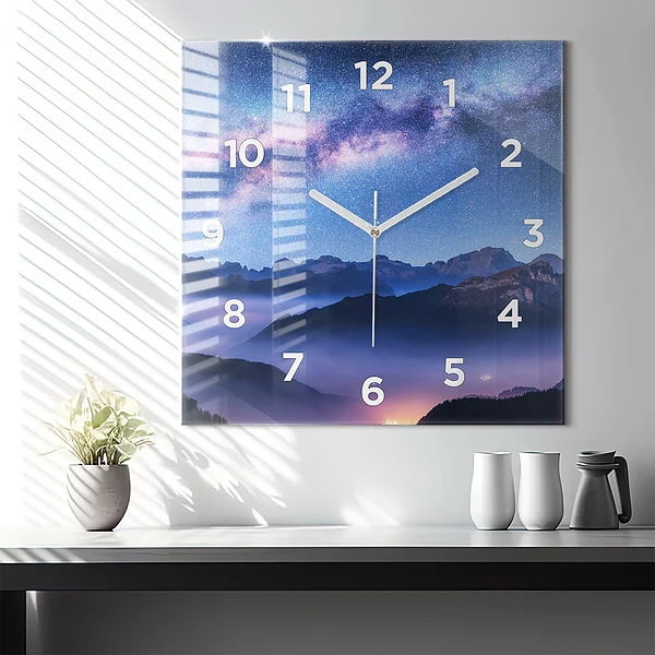 Wanduhr quadratisch mit motiv Milchstraße