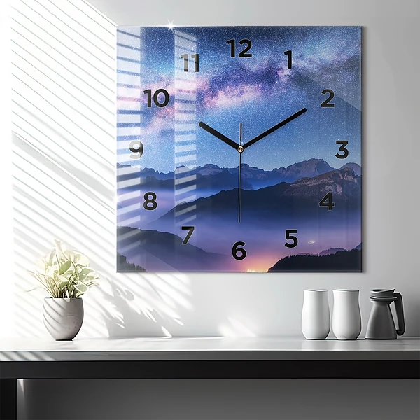 Wanduhr quadratisch mit motiv Milchstraße