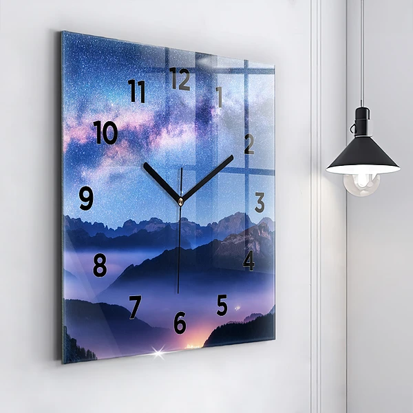 Wanduhr quadratisch mit motiv Milchstraße