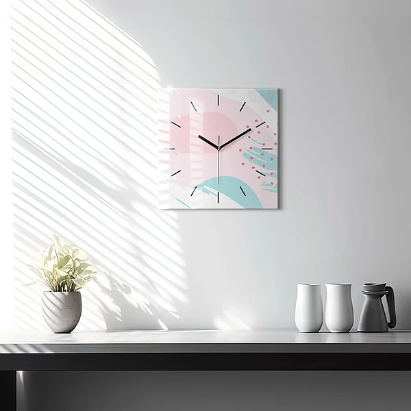 Wanduhr quadratisch Pastell Abstraktion