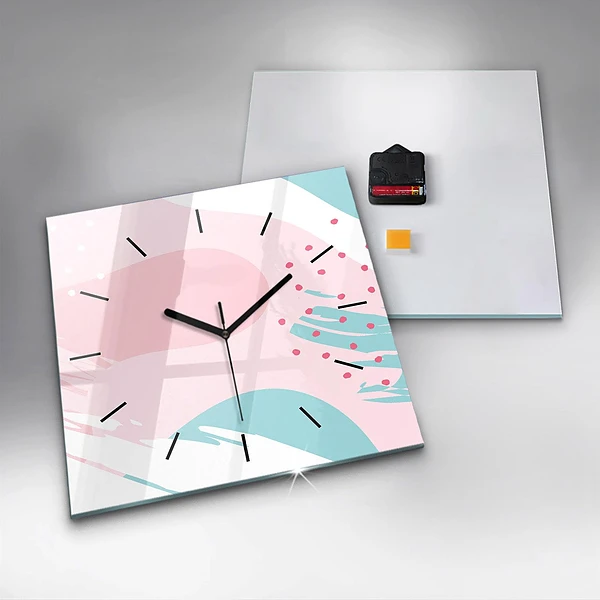 Wanduhr quadratisch Pastell Abstraktion