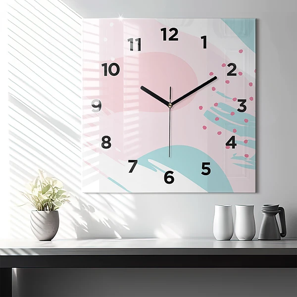 Wanduhr quadratisch Pastell Abstraktion