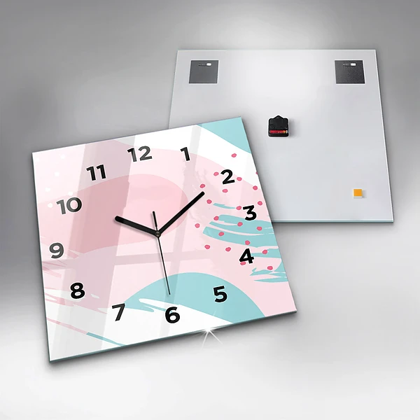 Wanduhr quadratisch Pastell Abstraktion