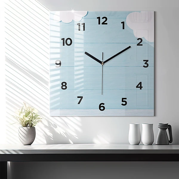 Wanduhr quadratisch mit motiv Kindertafel