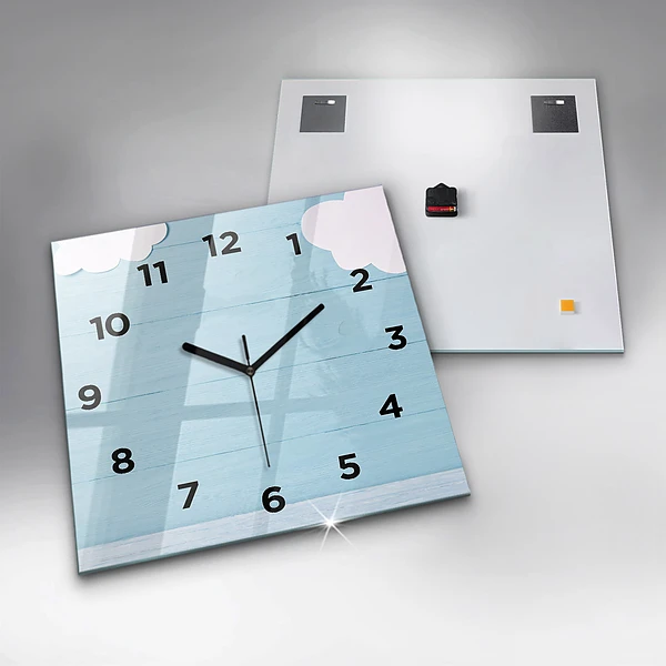 Wanduhr quadratisch mit motiv Kindertafel