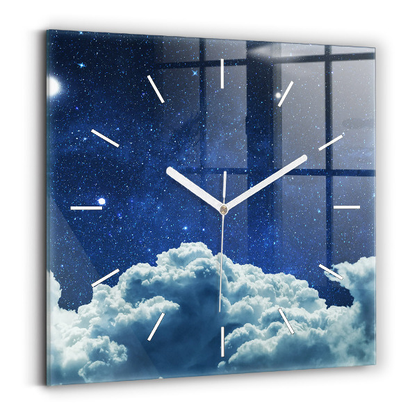 Wanduhr modern quadratisch Nachthimmel