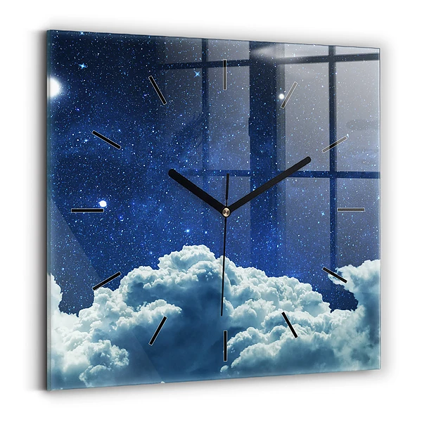 Wanduhr modern quadratisch Nachthimmel