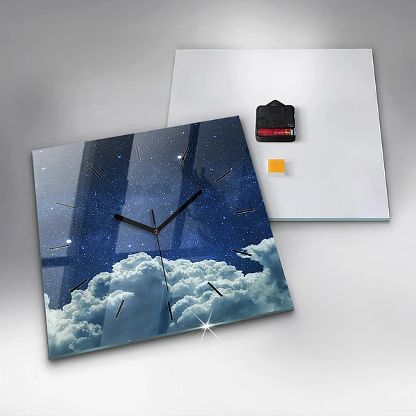 Wanduhr modern quadratisch Nachthimmel