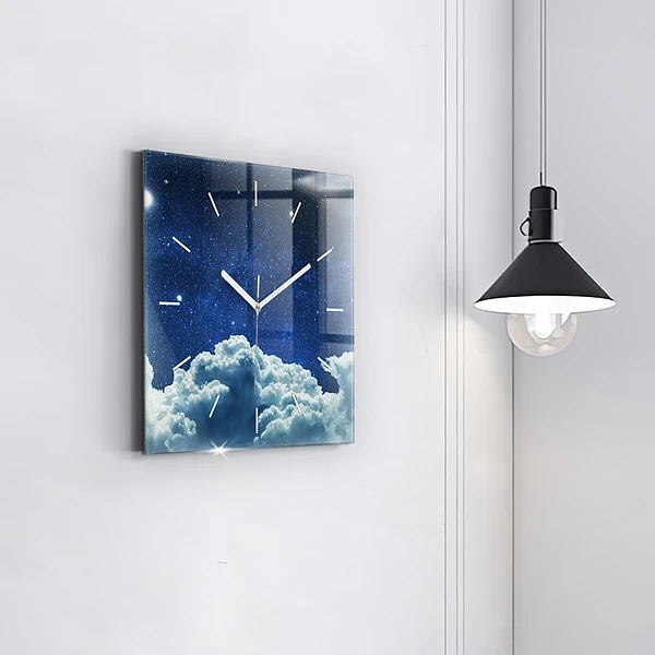 Wanduhr modern quadratisch Nachthimmel