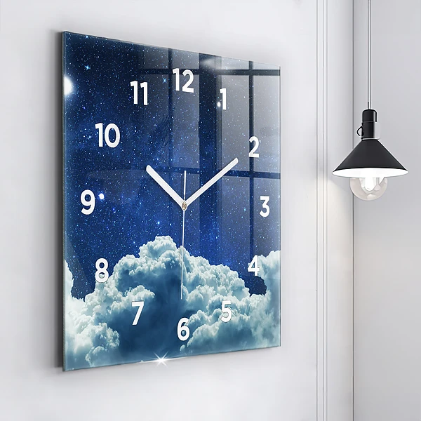 Wanduhr modern quadratisch Nachthimmel