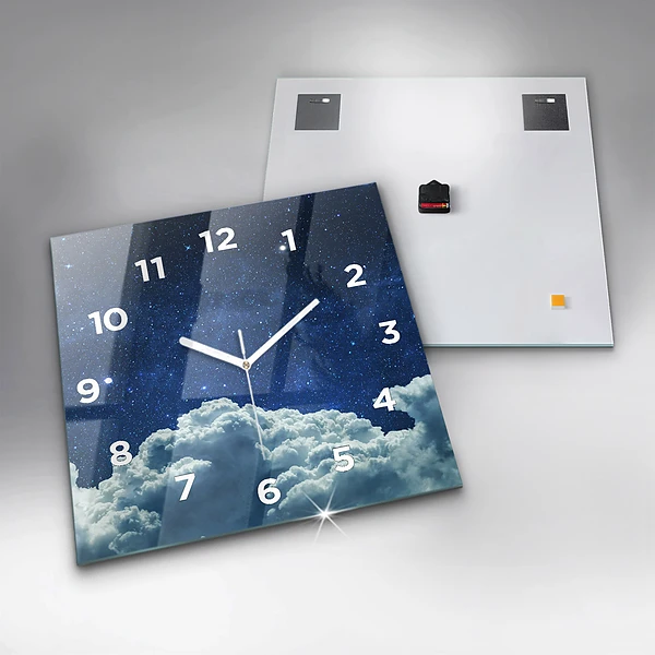 Wanduhr modern quadratisch Nachthimmel