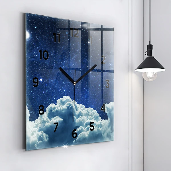 Wanduhr modern quadratisch Nachthimmel