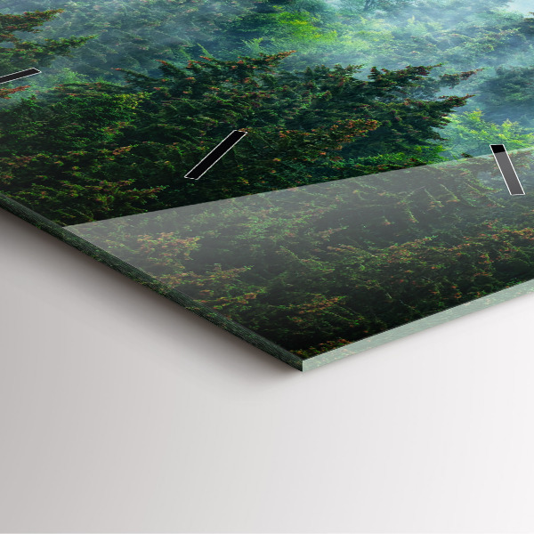 Wanduhr modern quadratisch Nebliger Wald