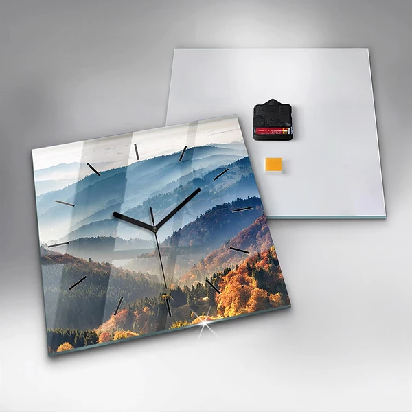 Wanduhr quadratisch Berglandschaft