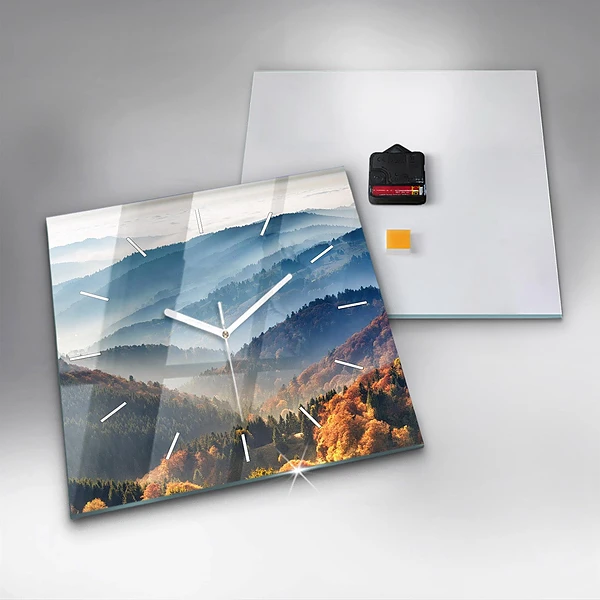 Wanduhr quadratisch Berglandschaft