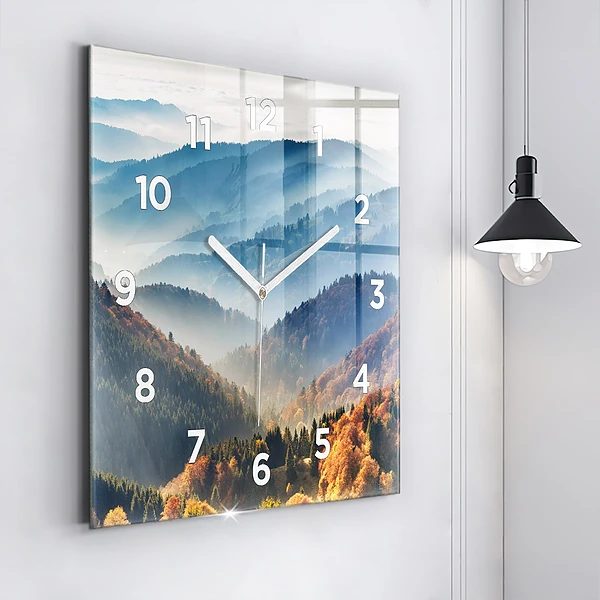 Wanduhr quadratisch Berglandschaft