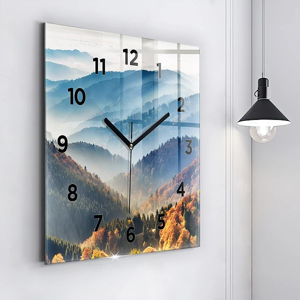 Wanduhr quadratisch Berglandschaft