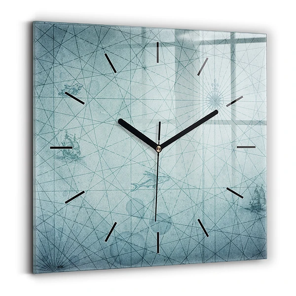 Wanduhr modern quadratisch Vintage-Karte