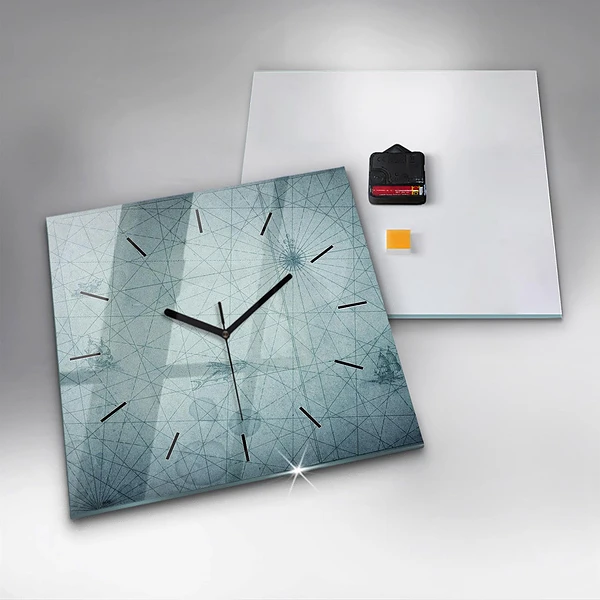 Wanduhr modern quadratisch Vintage-Karte