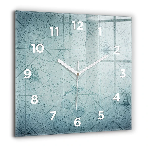 Wanduhr modern quadratisch Vintage-Karte
