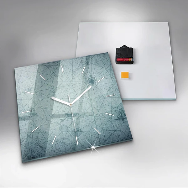 Wanduhr modern quadratisch Vintage-Karte