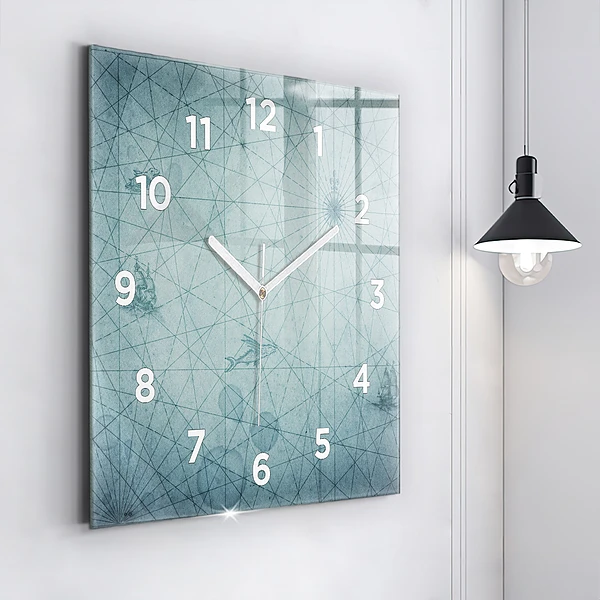 Wanduhr modern quadratisch Vintage-Karte