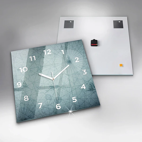 Wanduhr modern quadratisch Vintage-Karte
