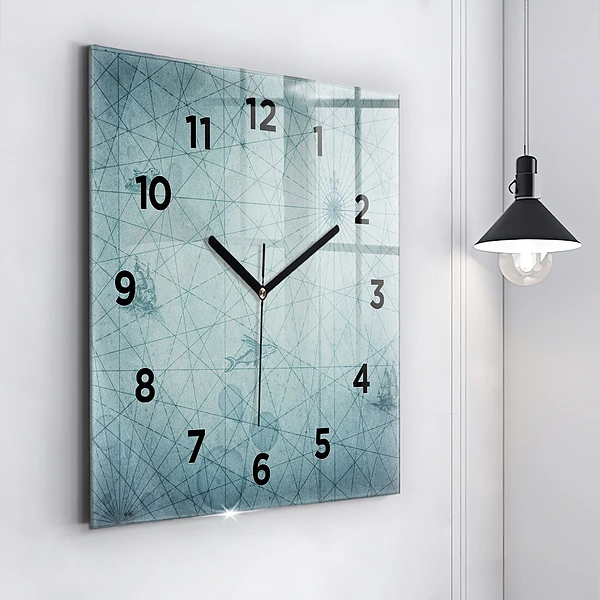 Wanduhr modern quadratisch Vintage-Karte