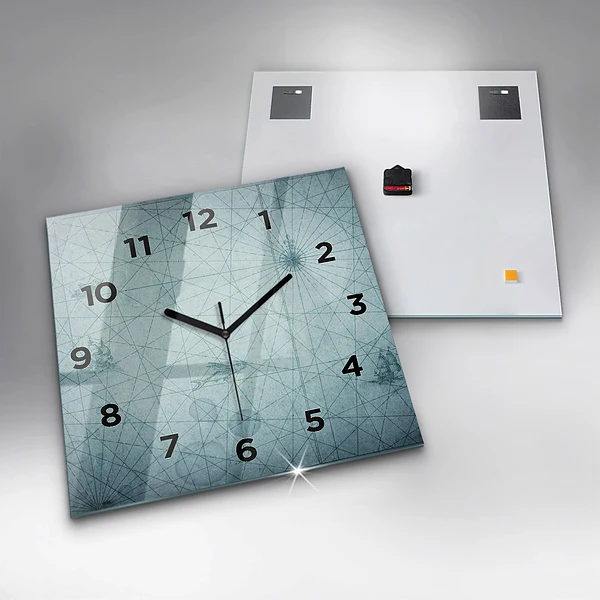 Wanduhr modern quadratisch Vintage-Karte