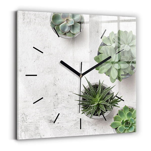 Wanduhr modern quadratisch Dekorative Pflanzen