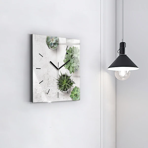 Wanduhr modern quadratisch Dekorative Pflanzen