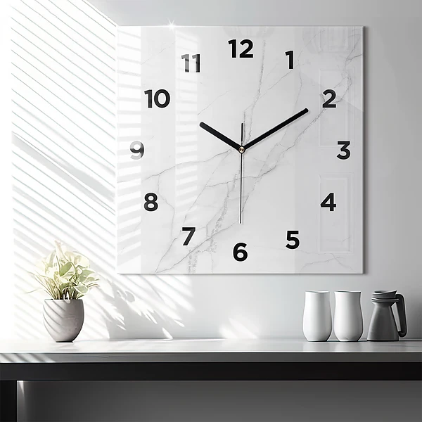 Wanduhr quadratisch Dekorativer Marmor